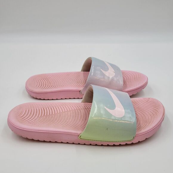 Nike Kawa Slide Sandals Girls 6Y Pink Logo Arctic Punch Beach Casual CW1656-600 - Picture 3 of 10